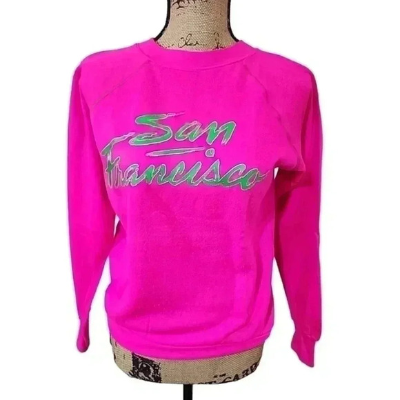 BARBIE Hot Pink Vintage 90s San Francisco Sweatshirt. Size small - Picture 2 of 7